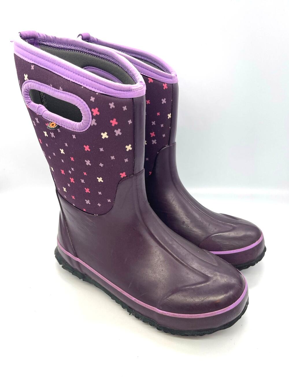 Bogs Girls Classic Plus Purple Waterproof Insulated Rubber Winter Boots Size 4